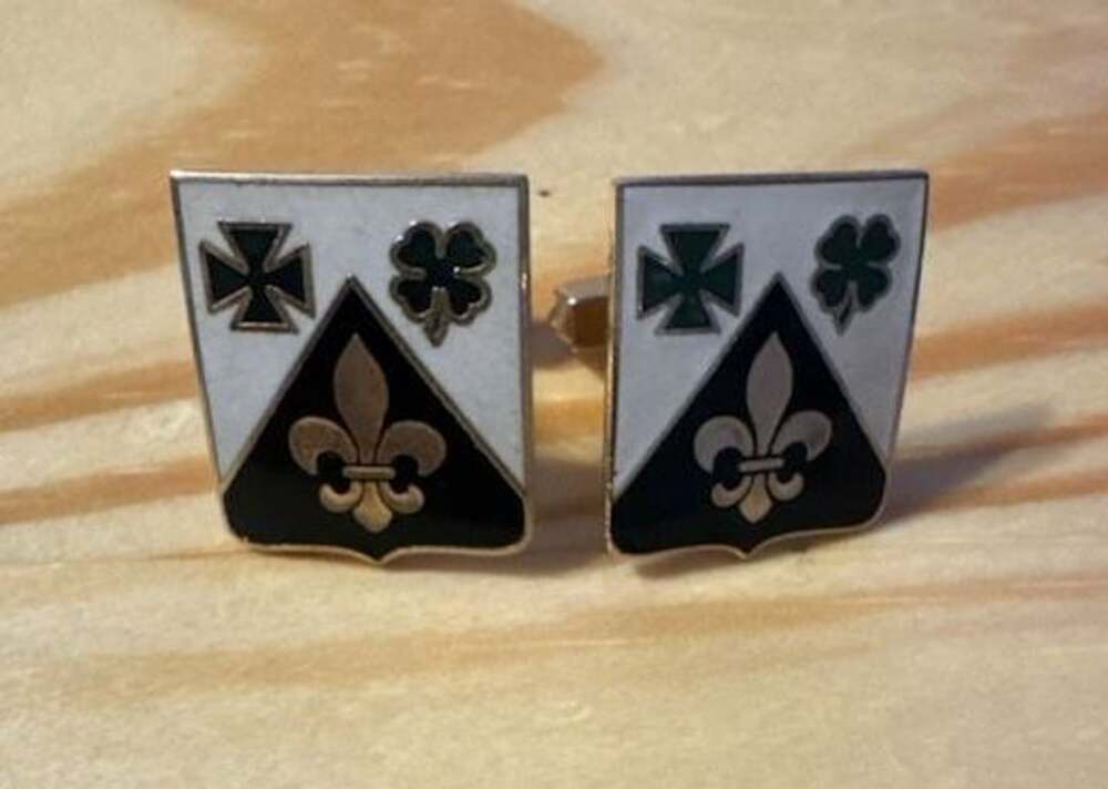 Vintage Crest Enamel Cufflinks Fleur-De-Lis Maltese Cross Clover